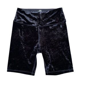 Good American Crushing It Black Velvet Bike Shorts Size 3 Large ** Read Listing